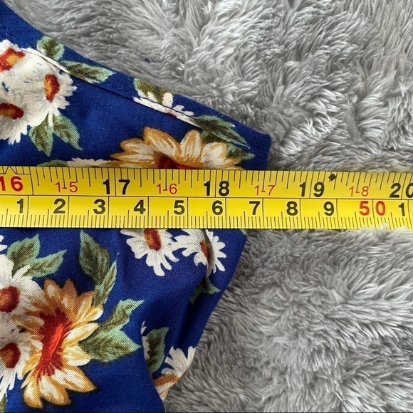 Navy Blue Sunflower Print Peplum Tank Top - Picture 4 of 5